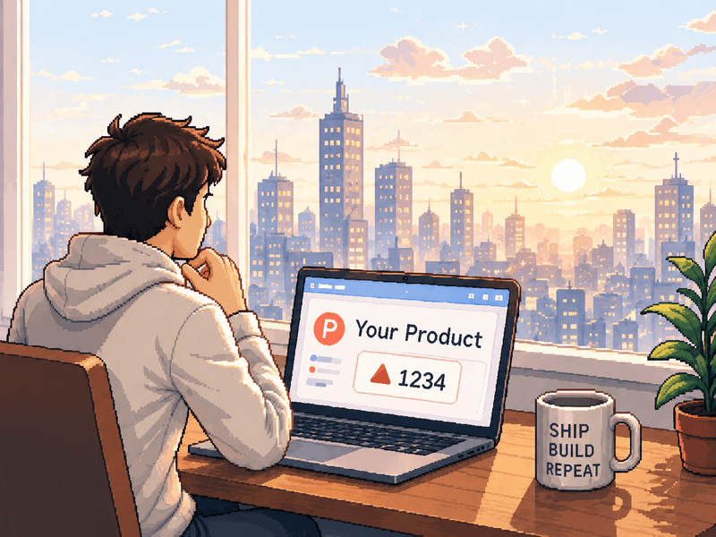 Founder watching producthunt upvotes climb the rankings on launch day